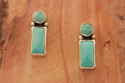 Genuine Kingman Turquoise Sterling Silver Navajo Earrings